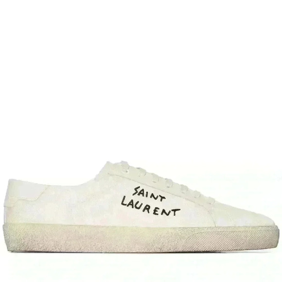 SAINT LAURENT Classic Leather/Canvas Court Classic Embroidered Sneakers - Picture 16 of 16